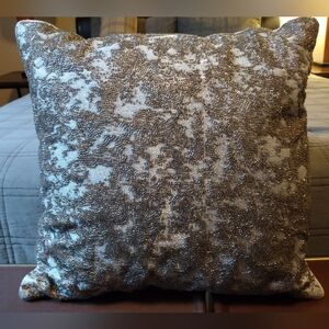 Hotel Collection Metallic Stone 20x20 Silver Beaded Throw Pillow